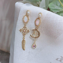 Load image into Gallery viewer, Crescent Moon &amp; Leaf Statement Earrings
