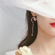 Load image into Gallery viewer, Pink Flower Drop Earrings
