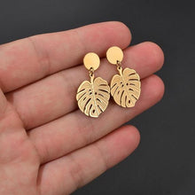 Load image into Gallery viewer, Stainless Steel Palm Leaf Earrings
