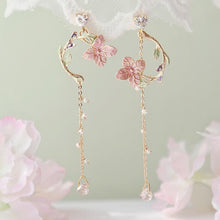 Load image into Gallery viewer, Pink Flower Drop Earrings
