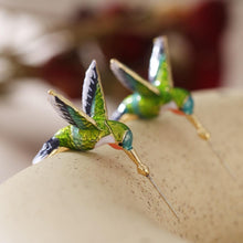 Load image into Gallery viewer, Flying Hummingbird Earrings
