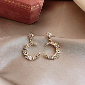 Crystal Moon Drop Earrings