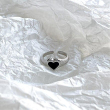 Load image into Gallery viewer, Black Heart Sterling Silver Ring
