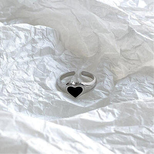 Black Heart Sterling Silver Ring