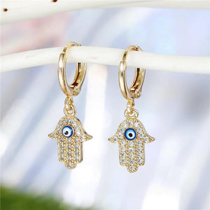 Crystal Evil Eye & Hamsa Hand Earrings