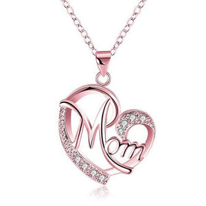 'Mom' Heart Pendant Necklace