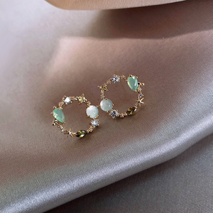Round Crystal Flower Earrings