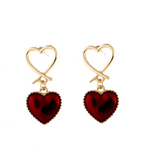 Load image into Gallery viewer, Gold Heart Earrings
