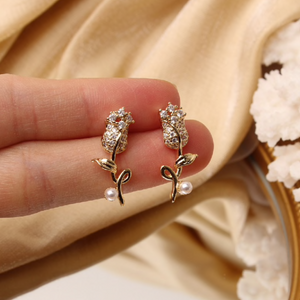 Crystal Rose Stud Earrings