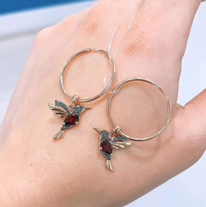 Hummingbird Hoop Earrings