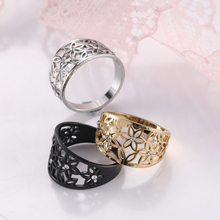 Load image into Gallery viewer, Hollow Flower &amp; Crystal Ring

