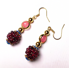 Load image into Gallery viewer, Natural Garnet Stone Blackberry Earrings
