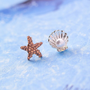 Crab, Starfish & Pearl Earrings