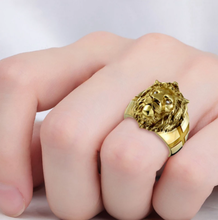 Load image into Gallery viewer, Golden Lion Head Ring
