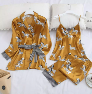 2021 Spring Women Ice Silk Pajamas Sets with Pants