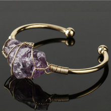 Load image into Gallery viewer, Amethyst Gemstone Copper Bangle
