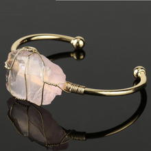 Load image into Gallery viewer, Rose Quartz Gemstone Copper Bangle

