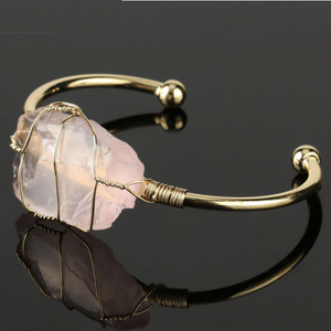 Rose Quartz Gemstone Copper Bangle