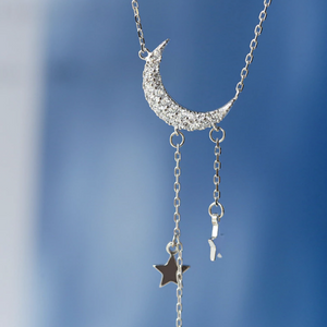 Moon & Star Sterling Silber Halskette