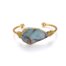 Load image into Gallery viewer, Natural Jasper Stone Copper Bangle
