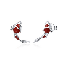 Load image into Gallery viewer, Red Koi 925 Sterling Silver Earrings
