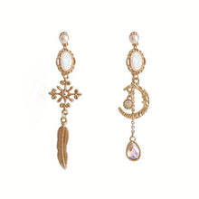 Load image into Gallery viewer, Crescent Moon &amp; Leaf Statement Earrings
