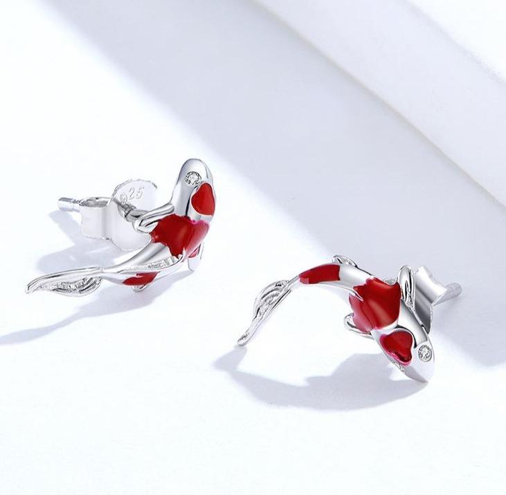 Red Koi 925 Sterling Silver Earrings