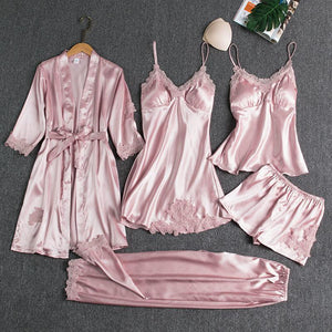 Mulberry  Silk 5 Piece Pajama Set