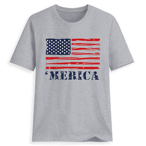 New Women T-shirts Casual USA Flag Printed Tops Tee