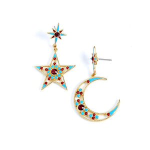 Star moon dangle earrings