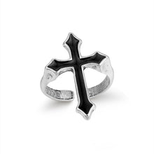 Load image into Gallery viewer, Vintage Black Big Cross Open Finger Ring Gothic Metal Color
