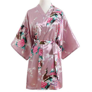 Rayon Robes Women Nightwear Flower Home Clothes    Mulberry