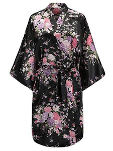 Rayon Robes Women Nightwear Flower Home Clothes    Mulberry