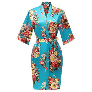 Rayon Robes Women Nightwear Flower Home Clothes    Mulberry