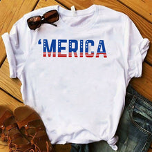 Load image into Gallery viewer, Women Shirt Plus Size American Women Striped Graphic Printed USA Flag
