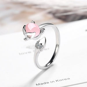 925 sterling silver new woman fashion jewelrycrystal zircon agate fox ring