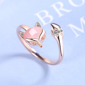 925 sterling silver new woman fashion jewelrycrystal zircon agate fox ring