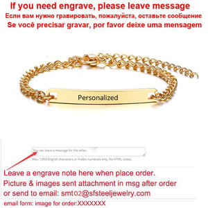 Personalize Baby Name Bracelet Figaro Chain Smooth Bangle Link Gold Tone No Fade Safty Jewelry