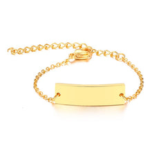 Load image into Gallery viewer, Personalize Baby Name Bracelet Figaro Chain Smooth Bangle Link Gold Tone No Fade Safty Jewelry
