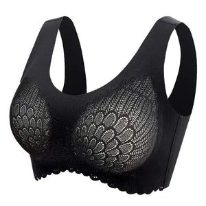 HERS WINGS - Wireless Push Up Comfort Shock-proof Latex Pad Lace Bra