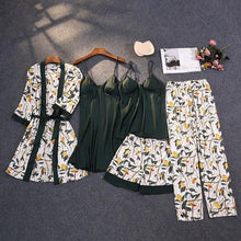 Load image into Gallery viewer, 2021 Print  Mulberry  Silk 5 Piece Pajama Set
