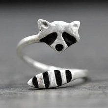 Load image into Gallery viewer, Simple Silver Plated Raccoon Ring Adjustable Wrap Rings
