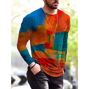2021 Men's Long Sleeve T-shirts Summer New Fashion American Flag Print Top O-neck Pullovers Vintage Tshirts For Men Clothing