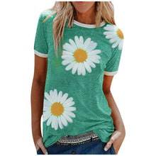 Load image into Gallery viewer, Women Summer Daisy Print Short Sleeve O-neck 5XL Femme T-Shirt
