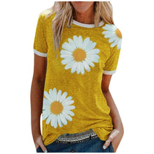 Load image into Gallery viewer, Women Summer Daisy Print Short Sleeve O-neck 5XL Femme T-Shirt
