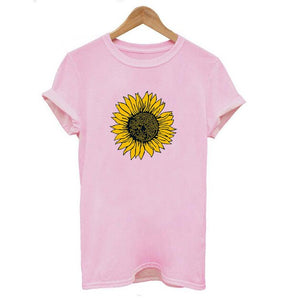 Golden Sunflower Print T Shirt