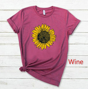 Golden Sunflower Print T Shirt