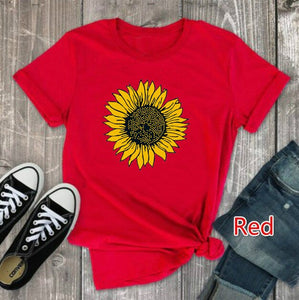Golden Sunflower Print T Shirt