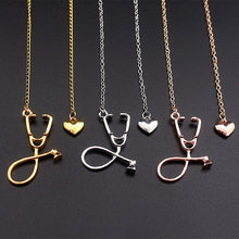 Load image into Gallery viewer, MEDICAL STETHOSCOPE HEART LARIAT NECKLACE
