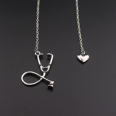 MEDICAL STETHOSCOPE HEART LARIAT NECKLACE